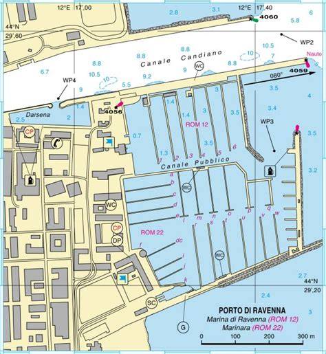 Mappa di Marina di Ravenna che evidenzia la zona degli stabilimenti balneari
