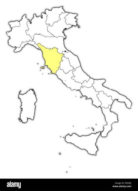 Mappa dell'Italia con evidenziate Firenze e la Toscana