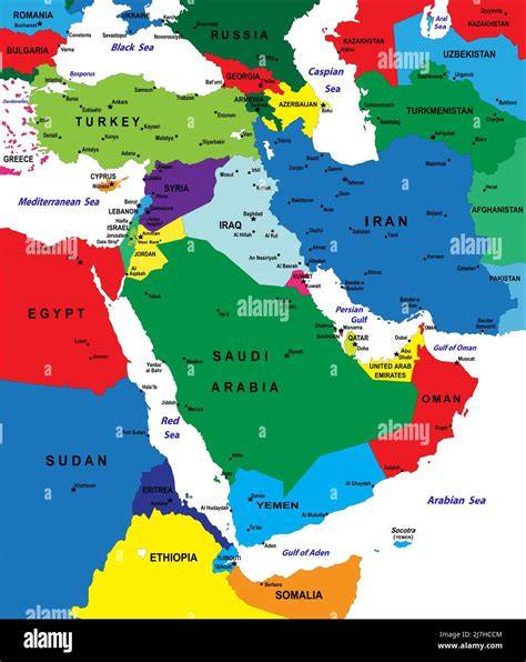 Mappa del Medio Oriente con evidenziato Gaza e Israele