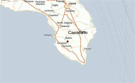 Mappa che mostra la localizzazione di Casarano e dei comuni circostanti con atelier di abiti da sposa