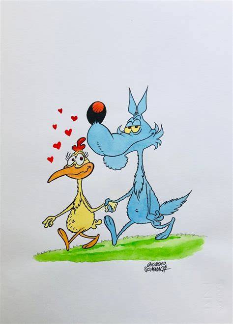 Illustrazione di Lupo Alberto e Marta