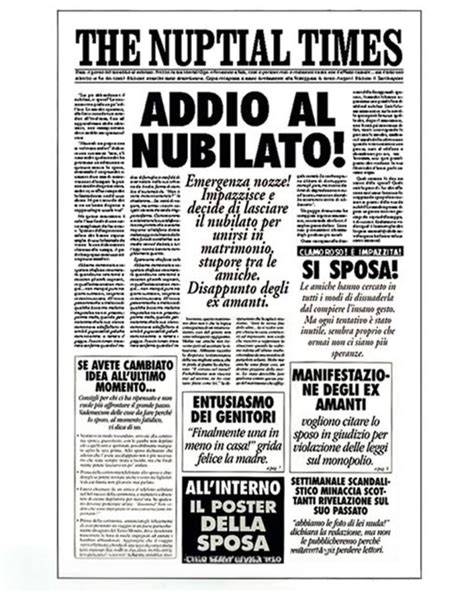 Copertina di un giornale scherzoso per addio al nubilato