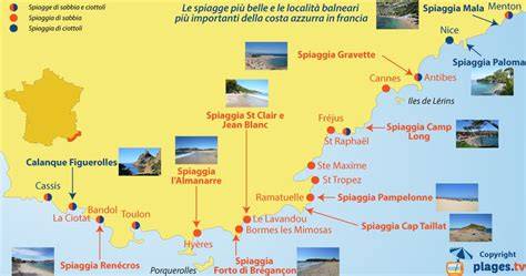 Mappa della Costa Azzurra con Cannes evidenziata