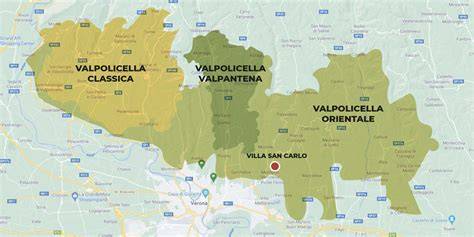 Mappa della Valpolicella con i principali percorsi enogastronomici