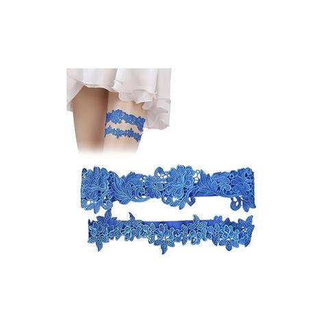 Esempi di giarrettiere da sposa di diversi colori, con focus sul blu