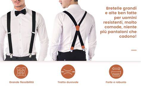 Dettaglio di bretelle da uomo con intreccio a X e Y