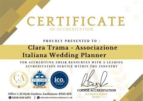 Certificato di wedding planner