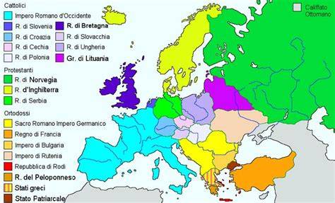 Mappa dell'Europa durante la Riforma
