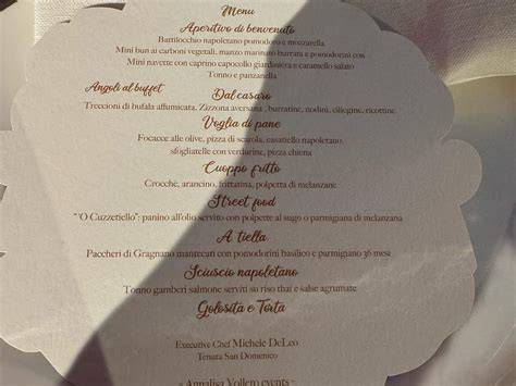 Dettaglio del menù degustazione proposto da Chef Alberto a Villa Pollini