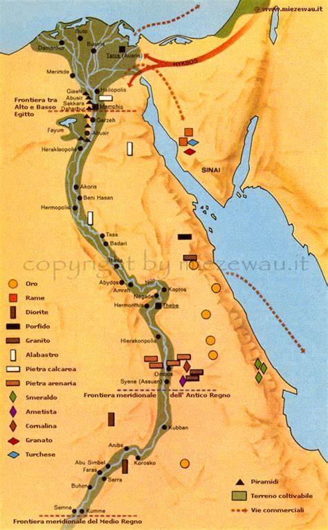 Mappa dell'antico Egitto e dell'Etiopia