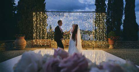 Giardini del Castello Vicchiomaggio durante un matrimonio
