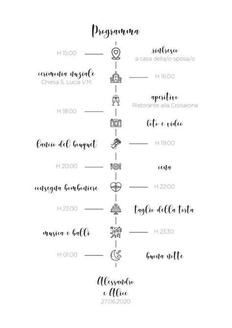timeline dettagliata di pianificazione matrimonio
