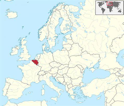 Mappa dell'Europa con evidenziato il Belgio, luogo di nascita di Pieter Bruegel il Vecchio.