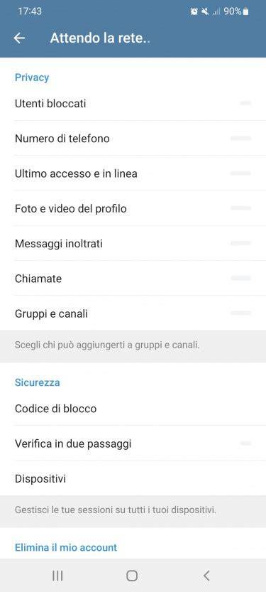Schema che illustra i passaggi per attivare il blocco chat su smartphone.