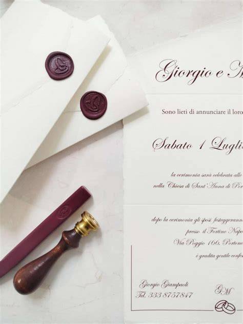 Esempio di partecipazione di matrimonio con sigillo in ceralacca