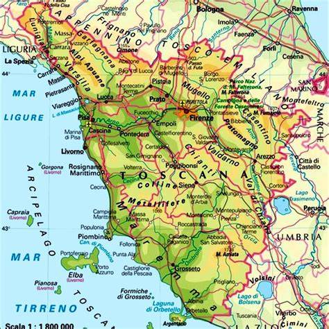 Mappa della Toscana con la posizione di Villa Corsini