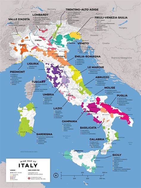 Mappa delle regioni vinicole italiane