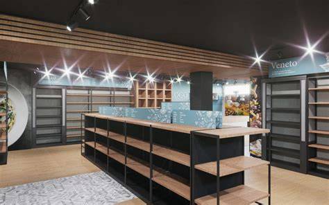 Interno di un negozio di arredamento con esposizione di oggetti per la casa