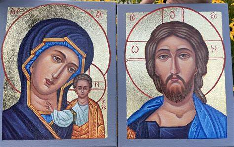 Icona religiosa raffigurante la Vergine Maria e Gesù a Cana