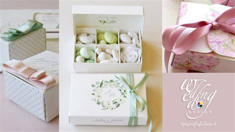 Collezione di scatole personalizzate per bomboniere matrimonio